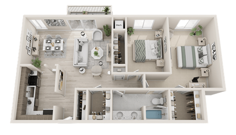 Floor plan for 2 beds, 1 bath, 1100 sqft